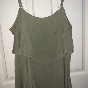 Olive green ruffle tank top
